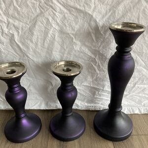 Pottery Barn Purple Candle Holder Set